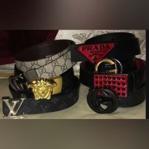 Prada Red and Black Leather Men's Belt - PRADA Milano